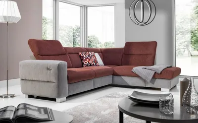 Produktbild von Ecksofa Sofa RELAX Polyesterstoff Grau/ Braun Ottomane Rechts
