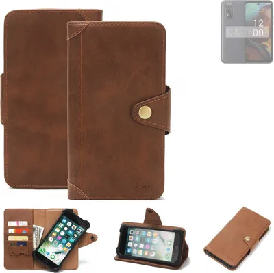 Produktbild von K-S-Trade Handyhülle kompatibel mit HMD XR21 Schutz Hülle Walletcase Bookstyle Tasche Case Handytasche Wallet Flipcase Cover PolyurethanBraun (1x)