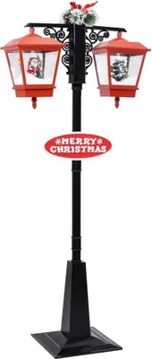 Obrázok produktu pre Vianočná pouličná lampa so Santom čierno-červená 81x40x188 cm PVC