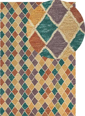 Zdjęcie produktu dla BELIANI Dywan wielokolorowy wełniany 160 x 230 cm nowoczesny styl wzór geometryczny