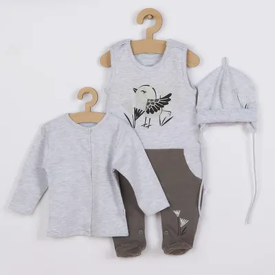 Produktbild von 3-teiliges Baby-Set aus Baumwolle Koala Birdy grau, Gr. 80 (9-12m)