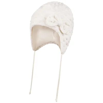 Produktbild von Wintermütze Mädchen Baby Bindemütze Baumwolle Plüsch, Gr. 42, Creme