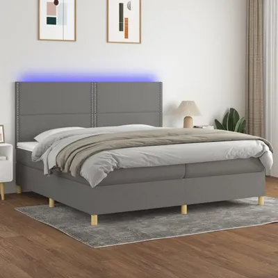 Produktbild von Maison Exclusive - Boxspringbett mit Matratze & LED Dunkelgrau 200x200 cm Stoff