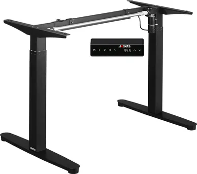 Produktbild von Exeta ergoEASY Elektrisch höhenverstellbarer Schreibtisch (Vers. 2021), 2-Fach-Teleskop,Memory-Funkt. und Softstart/-Stopp, elektrisch höhenverstellbares Tischgestell schwarz