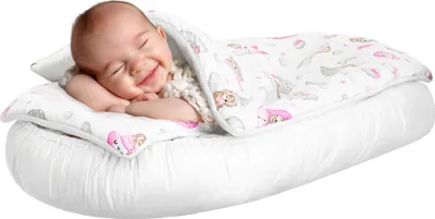 Immagine prodotto di Set nido per bambini - bozzolo con materasso, cuscino e coperta, in cotone, ipoallergenico, posto letto sicuro