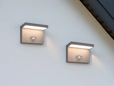 Produktbild von 2er SET Hybrid Außen Wandleuchten mit Strom und Solar - LED Fassadenbeleuchtung