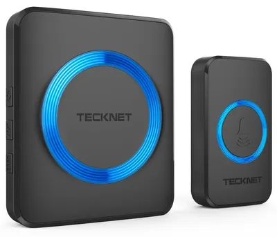Produktbild von TECKNET Funkklingel, IP65 Funk klingel Set Aussen Wasserdicht, Kabellose Türklingel 400m Reichweite, Haustür Klingel kit mit 1 Plug-In-Empfänger und 1 Sender, 60 Melodien doorbell Mit LED-Blitz