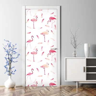 Produktbild von Dekorative Türtato Aufkleber selbstklebend Klebefolie Türposter  Flamingo 77 x 200 cm