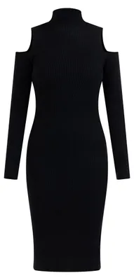 Productafbeelding van FENIA dames tricotjurk, zwart, maat XS/S