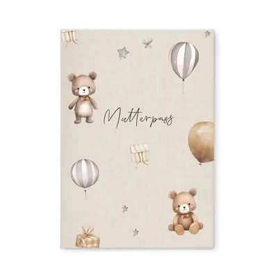 Produktbild von Mutterpasshülle Molly Beige | Bärenmotiv Schutzhülle mit Design-Einsatz und Zusatzfach | perfekte Geschenkidee zur Schwangerschaft werdender Mütter