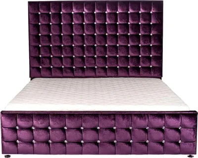 Produktbild von Lila Luxus Samt Textil Bett Doppel Betten Chesterfield mit Kristallsteinen