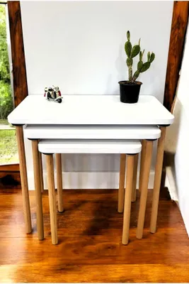 Produktbild von Skye Decor, Hochwertiger Nesting Tisch (3 Teile) - Saphir Eiche, 100% Melamin, 1001
