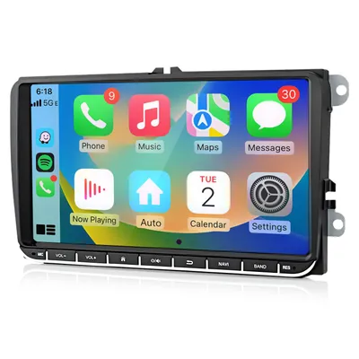 Productafbeelding van 9-inch Carplay Android Auto autoradio voor VW Golf 5 6 Plus, Touran, Caddy, Jetta, met GPS, Bluetooth, RDS, stuurwielbediening, 2GB RAM + 32GB opslag, 2DIN, USB