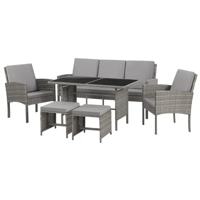 Produktbild von SVITA DENVER Polyrattan Gartenmöbel Set Essgruppe Lounge Esstisch Grau