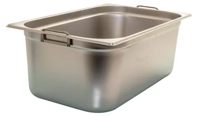 Immagine prodotto di Contenitore Gastronorm AcMax GN 1/1, in acciaio inossidabile, capacità 28 litri, profondità 200 mm, con maniglia a baionetta