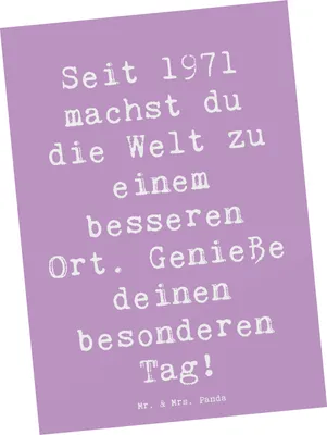 Produktbild von Mr. & Mrs. Panda Postkarte Spruch 1971 Geburtstag - Lavendeltraum - Geschenk, Geburtstagsgeschenk, Ansichtskarte, Happy Birthday, Postkarten, Geburtstagskind, spruchkarte