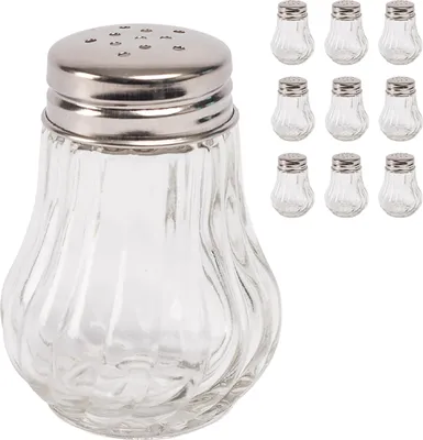 Obrázok produktu pre Solička a korenička Relaxdays, sada 10 ks, 50 ml, solička s viečkom, HD 6,5 x 5 cm, sklo, železo, priehľadná/strieborná