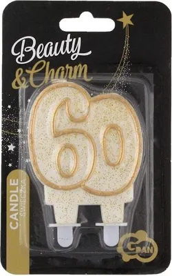 Immagine prodotto di Candela numero 60 compleanno contorno oro (Party - Candele)