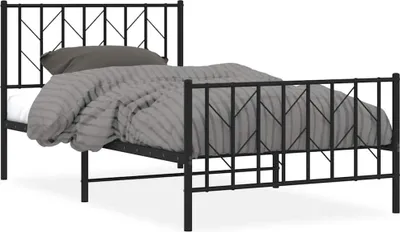 Obrázek produktu pro Postel s čelem a nohou kovová černá 100x200 cm