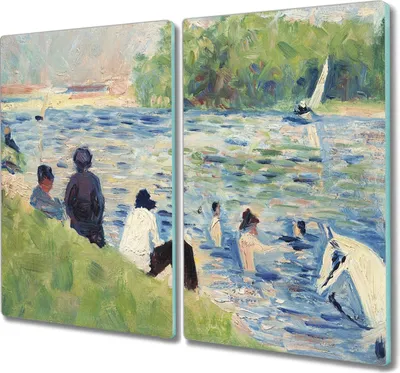 Produktbild von Coloray Hackbrett Kochplattenabdeckung Herdabdeckplatte 2x30x52 cm Schneidebrett Küchenbrett - Wasser Natur Menschen