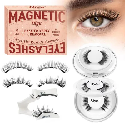 Image de Paire de faux cils magnétiques (2 paires) avec applicateur, réutilisables, sans colle