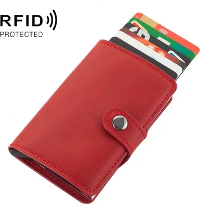 Zdjęcie produktu dla Pokrowiec ochronny ze sztucznej skóry z blokadą RFID NFC - pokrowiec ochronny na karty kredytowe, kolor: czerwony