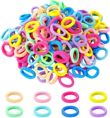 Produktbild von 200 Stück Mädchen Haargummis 8 Farben Mini Nahtlose Haarbänder Baby Zopfgummi