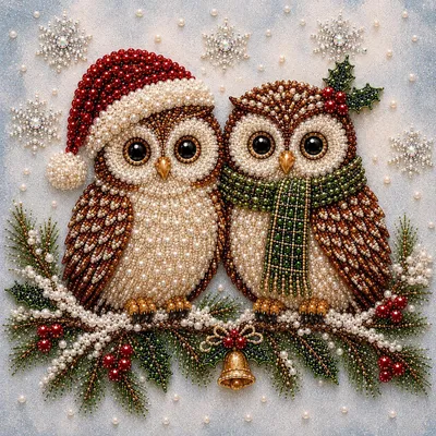 Produktbild von DIY 5D Christmas Diamond Painting Eule 20 x 20 cm für Diamond Painting Erwachsene und Anfänger