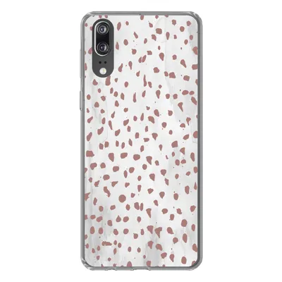 Produktbild von MuchoWow® Handyhülle Schutzhülle Hülle für Huawei P20 Polka dots - Braun - Weiß Silikon Softcase Handy Hülle - Hardcover