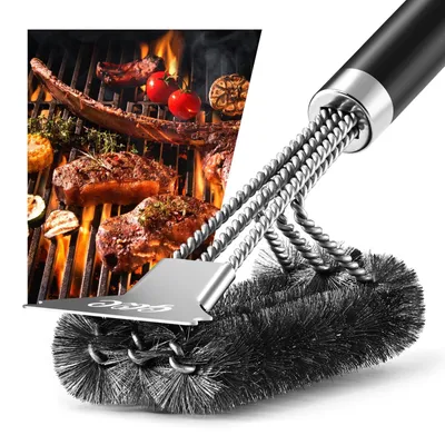 Immagine prodotto di Spazzola per griglia - Acciaio inox - 46,5 cm - Raschietto per barbecue a gas e a carbonella