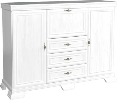 Produktbild von Tkmoebel Kommode Kora KK6P  highboard Anrichte Barschrank Barkommode mit 1 Klapptür, 2 Drehtüren und 3 Schubkasten Andersen Kiefer