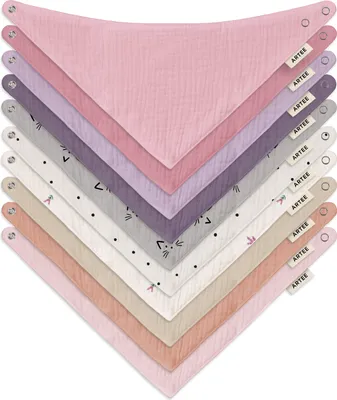 Produktbild von Musselin Halstücher Spar Set 10 Stück Größe M Dreieckstücher Spucktücher Baumwolle Lätzchen Baby und Kleinkind