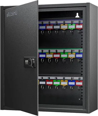 Produktbild von Famanu Schlüsselschrank mit 60 Fächern - Digitale Sicherheitsbox mit Code und verstellbaren Regalen - Schwarz