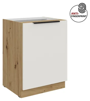 Produktbild von Küchen Unterschrank 60 cm Küche ARIA Weiss ultra matt + Eiche Artisan matt, hochwertige Fronten mit Anti Fingerprint Beschichtung Küchenzeile Küchenblock