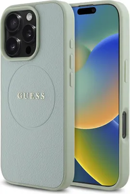 Produktbild von Guess Grained Classic Logo Magsafe für Iphone 16 Pro Max Grün Handyhülle