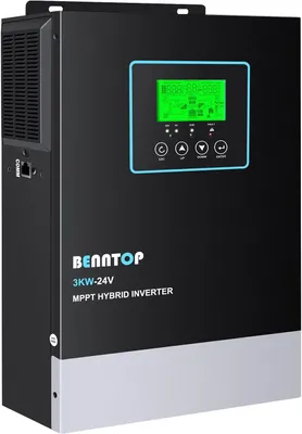 Imagen del producto de Inversor solar híbrido de 3000W, 24V a 230V, con onda sinusoidal pura, equipado con un controlador de carga MPPT de 80A y conectividad Wi-Fi