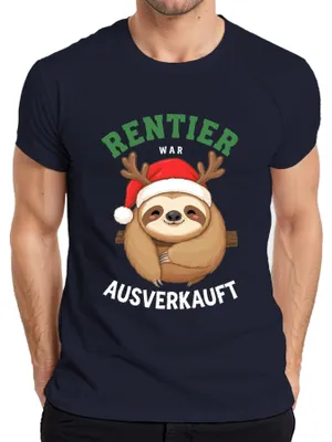 Produktbild von Rentier war t Weihnachten Faultier Geschenk Lustig Herren T-Shirt, Navy, S