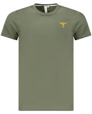 Image de T-shirt à manches courtes et col rond, de couleur verte, pour hommes, avec un imprimé de logo