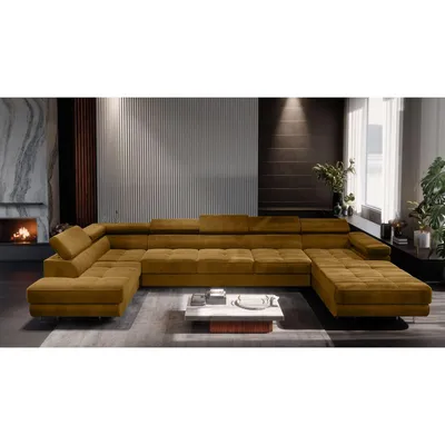 Produktbild von MUFFO Ecksofa U-Form Links WILD MAXI U mit Schlaffunktion 125x318 Velours Gelb