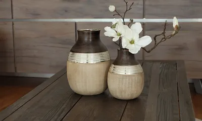 Obrázek produktu pro Gilde váza na láhev "Bradora" hnědá/šampaňská/béžová V= 27,5 cm 47132