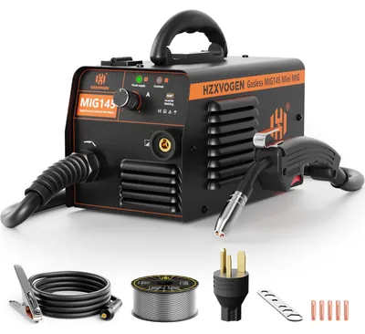 Imagen del producto de Máquina de soldar MIG145 semiautomática - 220 V - Sin gas, con núcleo de fundente - Resistente al agua, grado de protección IP21