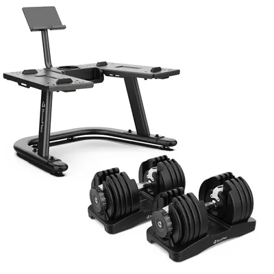 BowFlex SelectTech 90 Hantelpaar & Hantelständer mit Smart Device Halterung Freisteller