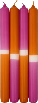 Produktbild von INNA-Glas Dip Dye Stabkerzen LISSITA, 4 Stück, pink-aprikose, 25cm, Ø2,3cm, 11h - Tafelkerze