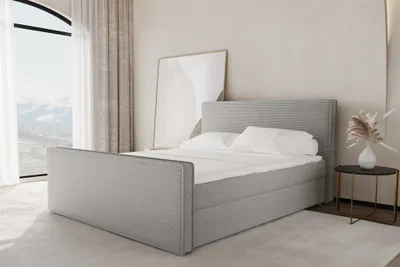 Produktbild von Boxspringbett Schlafzimmerbett CELES 180x220cm Stoff Poso Hellgrau