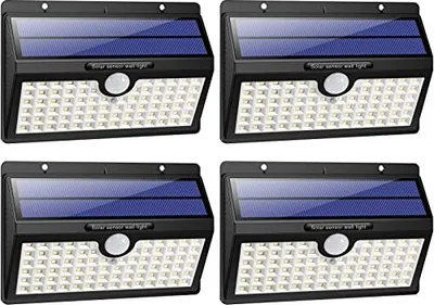 Produktbild von Solarlampe im Freien, [Pack 4] 78 LED Light Outdoor 180 ° Superhelle Bewegungssensor Sicherheitswand 3 Modi wasserdichte Garten