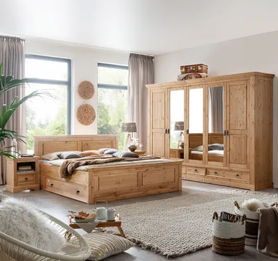 Produktbild von Schlafzimmer Set 6-teilig, Kiefer massiv eichefarben geölt, STEINKJER-69