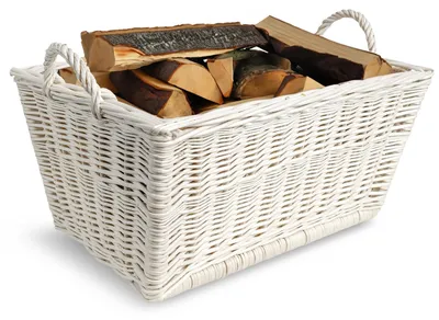 Imagen del producto de Creative Home Cesta para leña de mimbre, 47 x 33 x 30 cm, blanca