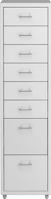 Produktbild von Rollcontainer 'Kökar' mit 8 Schubladen Stahl 109 x 28 x 41 cm Weiß