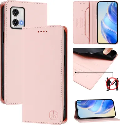 Produktbild von Lederhülle für Motorola Moto G73 Hülle Flip Brieftasche Kartenfächern Ständer Schutzhülle Pink