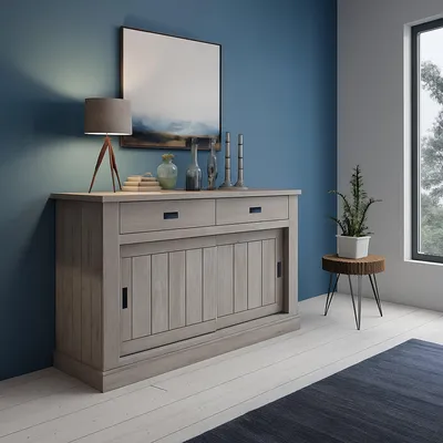 Immagine prodotto di Lupara - Credenza, 138x50x95h cm Grigio Rovere Grigio, 2 Ripiani